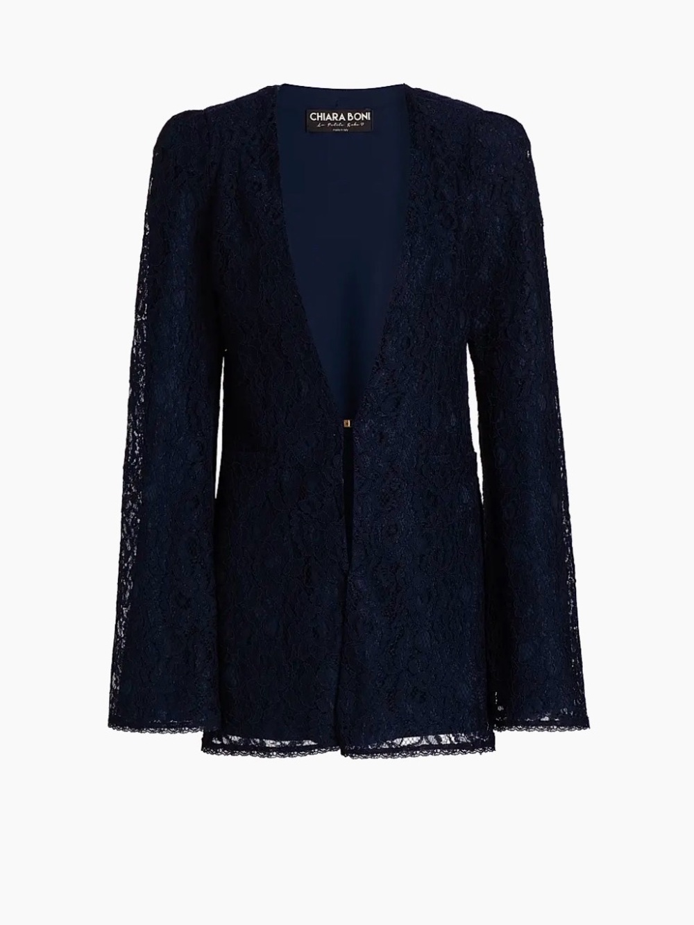 Chiara Boni Navy Lace Open-Front Blazer